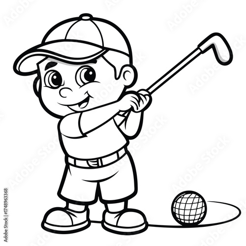 Golfing Enthusiast Teeing Off amidst a Scenic Landscape