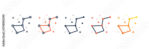 Constellation icon set multiple style collection