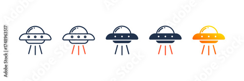 Ufo icon set multiple style collection