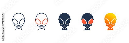 Alien icon set multiple style collection