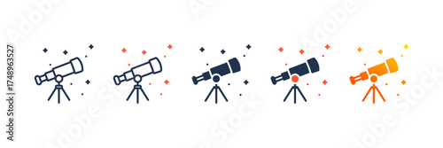 Stargazing icon set multiple style collection