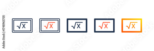 Equation Board icon set multiple style collection