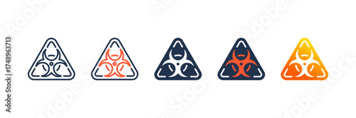 Biohazard icon set multiple style collection