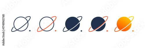 Exoplanet icon set multiple style collection