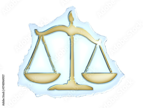 Scales of Justice Gold on Transparent Background Paper Cutout Illustration