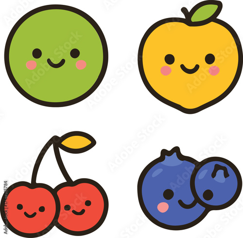 Cute fruit cartoon characters for kids vector design 