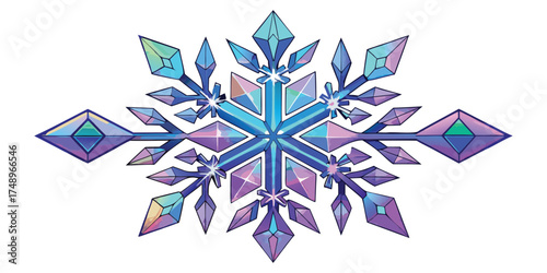 Intricate Frostwork Snowflake Vector Illustration Winter Ornament Complex Ice Crystal Design Elegant Geometric Patterns Stylized Frozen Motif Decorative Snow Flurry Creative Winter Art