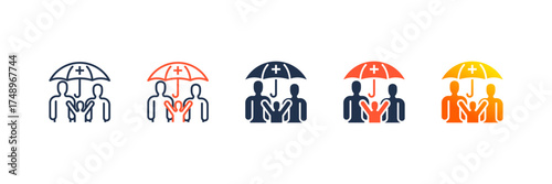Family Coverage icon set multiple style collection