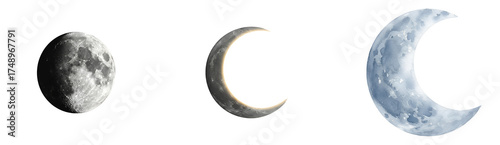 Phases of the moon astronomy lunar cycle celestial body space exploration science educational resource night sky on transparent background