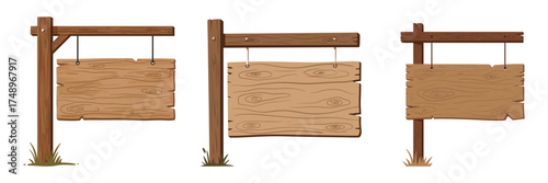 Empty Rustic Road or Information Sign Post Collection