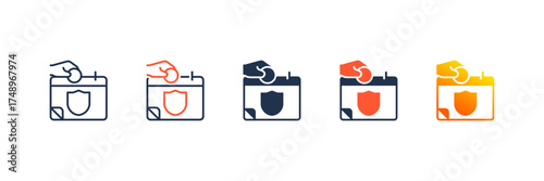 Annual Contribution icon set multiple style collection