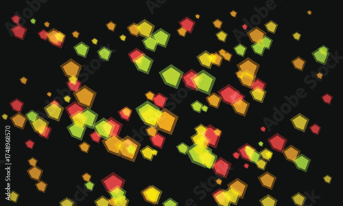 Abstract Geometric Design with Pentagons in Earth Tones Against Black Background