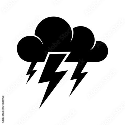 Thunderstorm Cloud – Lightning Weather Vector Icon