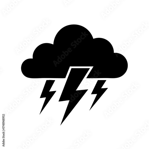 Thunderstorm Cloud – Lightning Weather Vector Icon