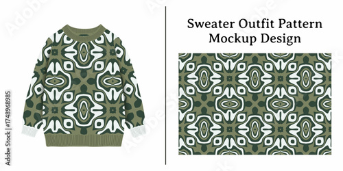 An intricate and visually appealing sweater outfit pattern mockup design showcasing a unique geometric arrangement.