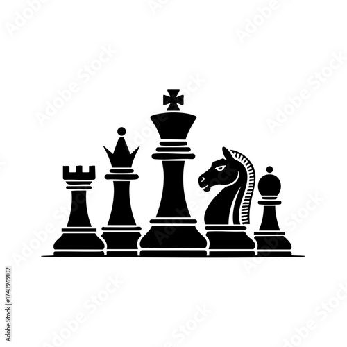 Chess Pieces Set – Strategy Game Icon Vector