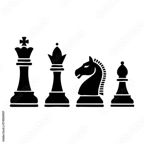 Chess Pieces Set – Strategy Game Icon Vector