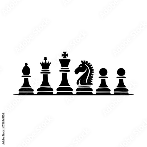 Chess Pieces Set – Strategy Game Icon Vector