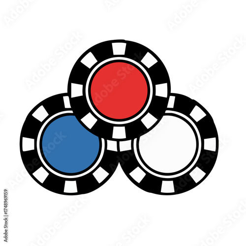 Color Poker Chips – Casino and Gambling Vector Icons