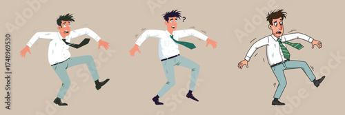Man in Shirt and Tie Having an Accident or Mishap.