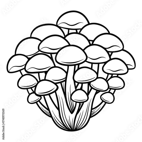 Shaded Mushroom Cluster Coloring Page for Relaxation and Creativity