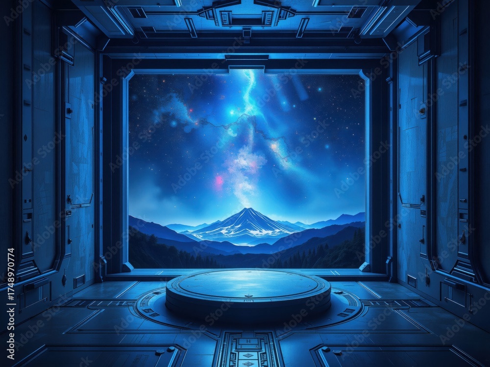 Fototapeta premium Futuristic Space Chamber with Cosmic View