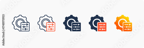 Configuration icon set multiple style collection