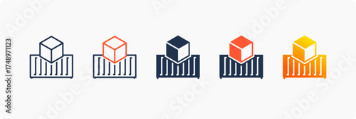 Containerization icon set multiple style collection