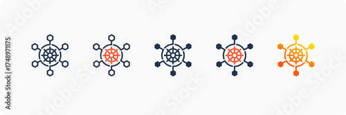 Kubernetes Cluster icon set multiple style collection