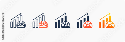 Performance Testing icon set multiple style collection