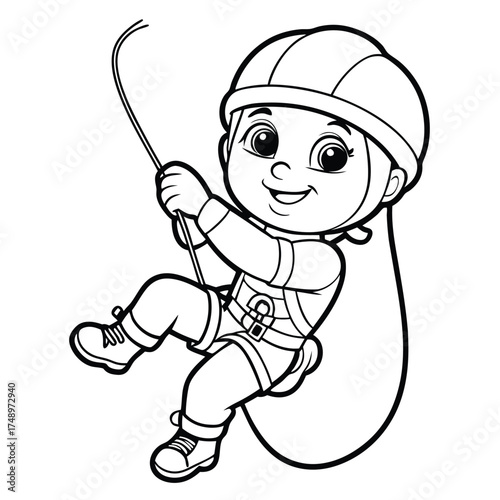 Intrepid Rock Climber Ascending a Sheer Cliff Face Coloring Page