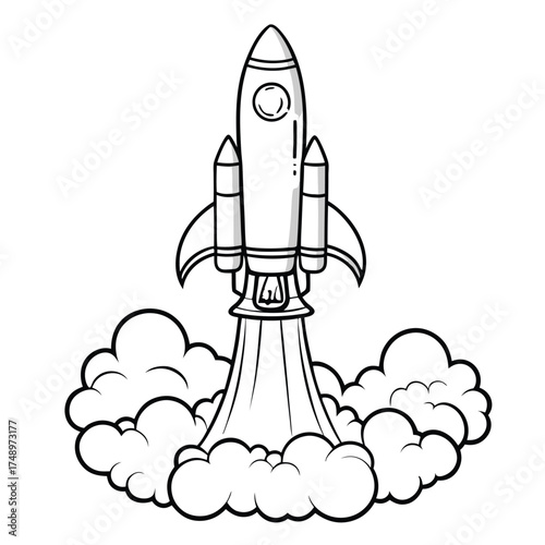 A Rocket Rocketing Skyward During Launch with Fiery Exhaust