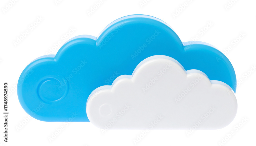 Obraz premium Two stylized clouds, blue and white