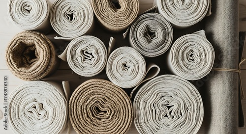 Wallpaper Mural Rolls of Neutral-Toned Fabric - A Study in Texture and Form. Torontodigital.ca