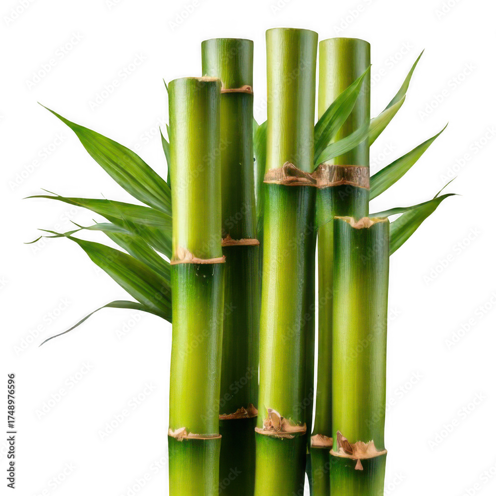 Fototapeta premium Bamboo trunk stick isolated on transparent background.
