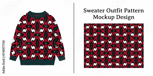 A stylish sweater outfit pattern mockup design showcasing a unique abstract print for apparel.
