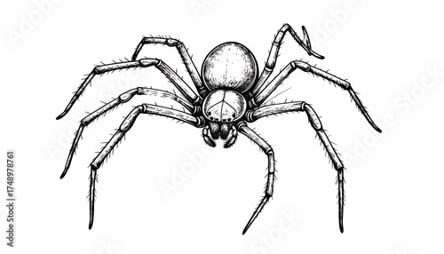Detailed Spider Illustration - Arachnid with Eight Legs and Intricate Details.