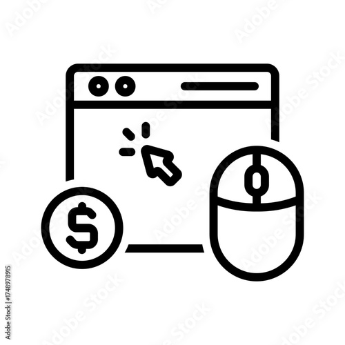 Vector black line icon for Ppc