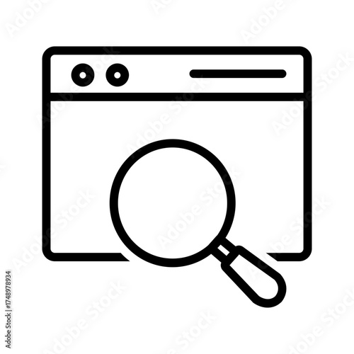 Vector black line icon for Search engine
