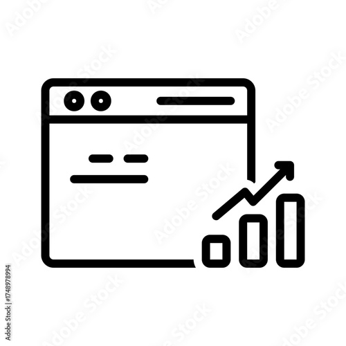 Vector black line icon for Analytics chart