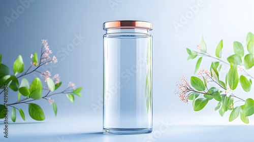 Wallpaper Mural Minimal glass jar copper lid transparent container white background clean design product mockup studio lighting modern cosmetic skincare Torontodigital.ca