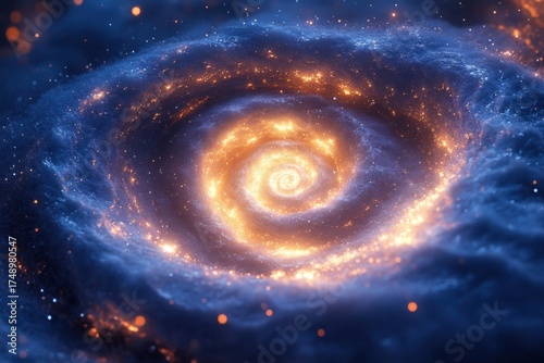 Spiral galaxy with stars in the background.