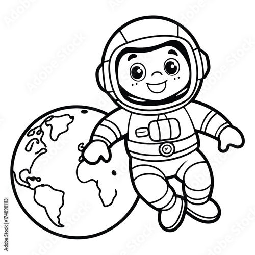 Astronaut Coloring Page: Gravity-Defying Adventure in the Vastness of Space