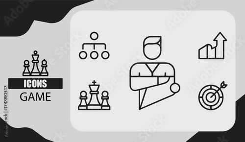  Colorful Flat Game Icon Set with Modern Design Elements for Video Game and App Interface Concept