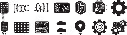 AI and Technology Icons: A collection of tech and AI icons showcasing the essence of the technological era