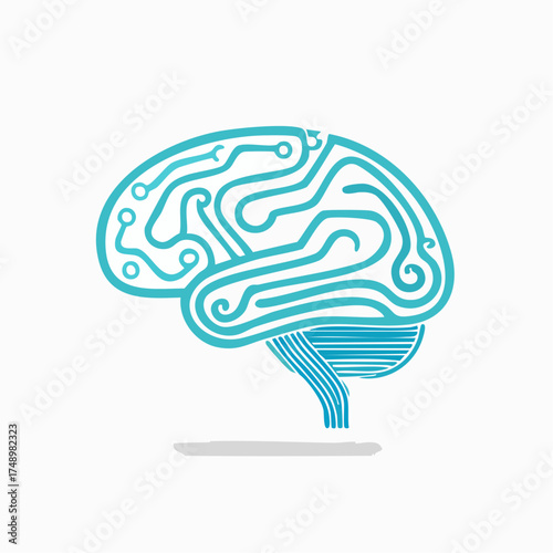 Blue brain circuit board connection illustration concept represents intelligence