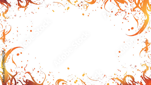 Fiery Embrace: An abstract design frame, composed of fiery swirls and paint splashes, provides a dynamic border for artistic or commercial use, suggesting energy and passion. 