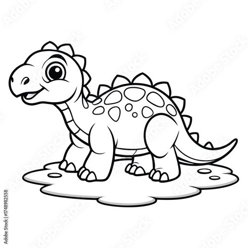 Creative Coloring Page Featuring an Ankylosaurus in a Muddy Scene