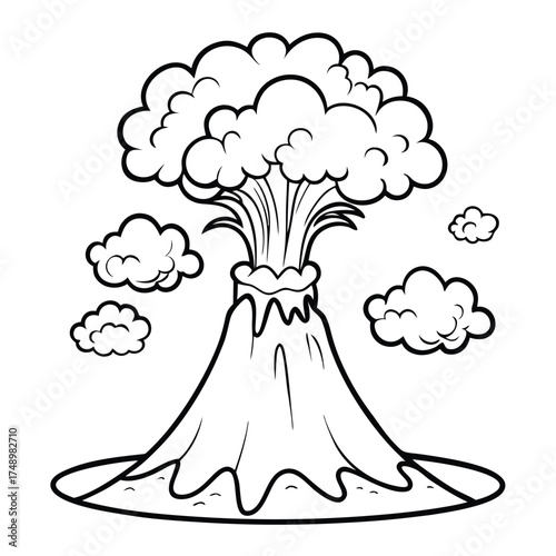 Exciting Underwater Volcano Eruption Coloring Page for Creative Minds
