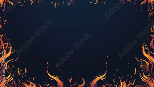 Fiery Frame: An abstract graphic of flickering flames and sparks creates a dynamic, energetic frame, ideal for adding a bold, dramatic touch to any creative project.